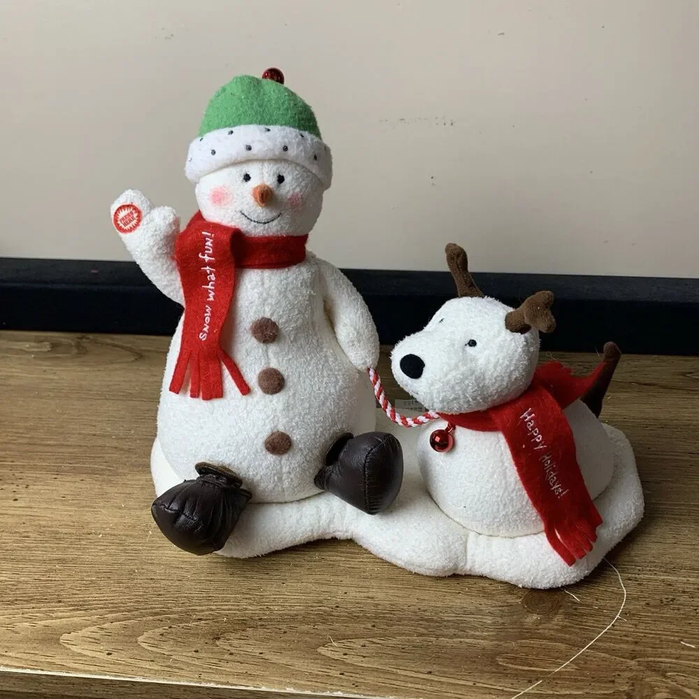 Jingle Pals Hallmark 2004 Plush Singing Animatronic Snowman & Dog Works